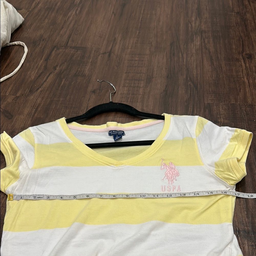 US Polo Assn Yellow and White Striped T-Shirt, Size Large - Picture 6 of 6